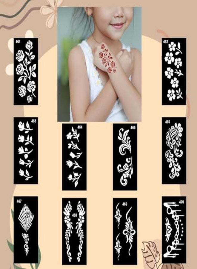 Komstec Elegant Mehndi Design Stencil Stickers Combo for Bride and Bridesmaid Celebration - Image 4